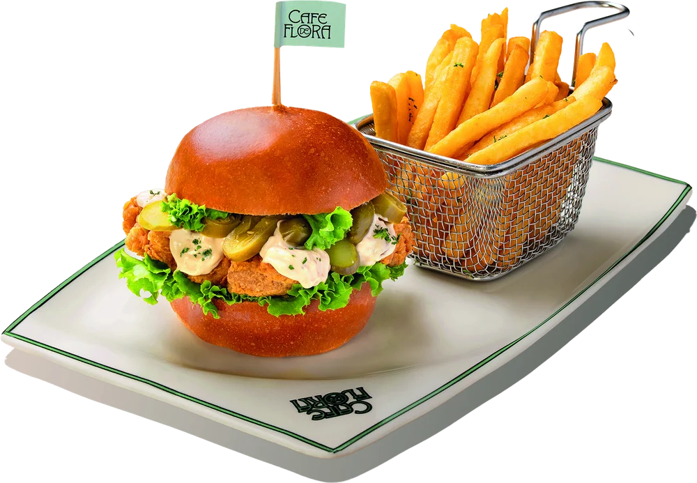 Flora Fried Chicken Burger